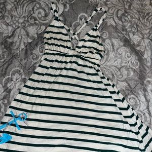 Green and White Dress